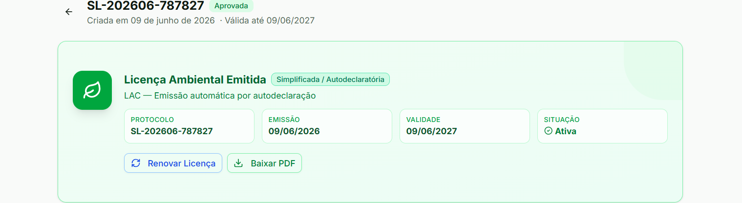Licença ambiental emitida com QR code